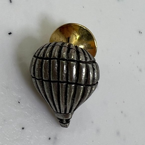 Clift Balloon Pin Hot Air Balloon Silver Tone Textured Lapel Tie Tack‎